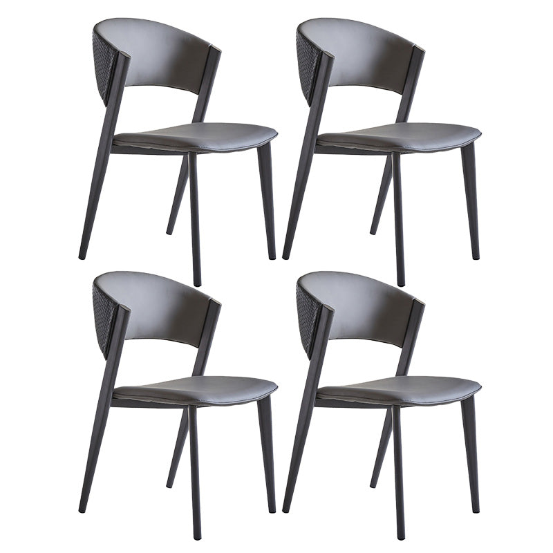 Industrial Armless Kitchen Dining Side Chair Faux Leather Side Chair