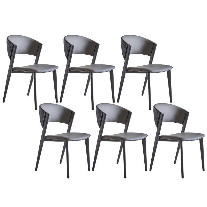 Industrial Armless Kitchen Dining Side Chair Faux Leather Side Chair