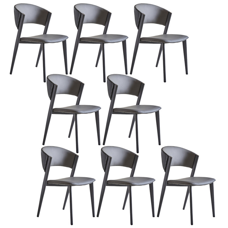 Industrial Armless Kitchen Dining Side Chair Faux Leather Side Chair