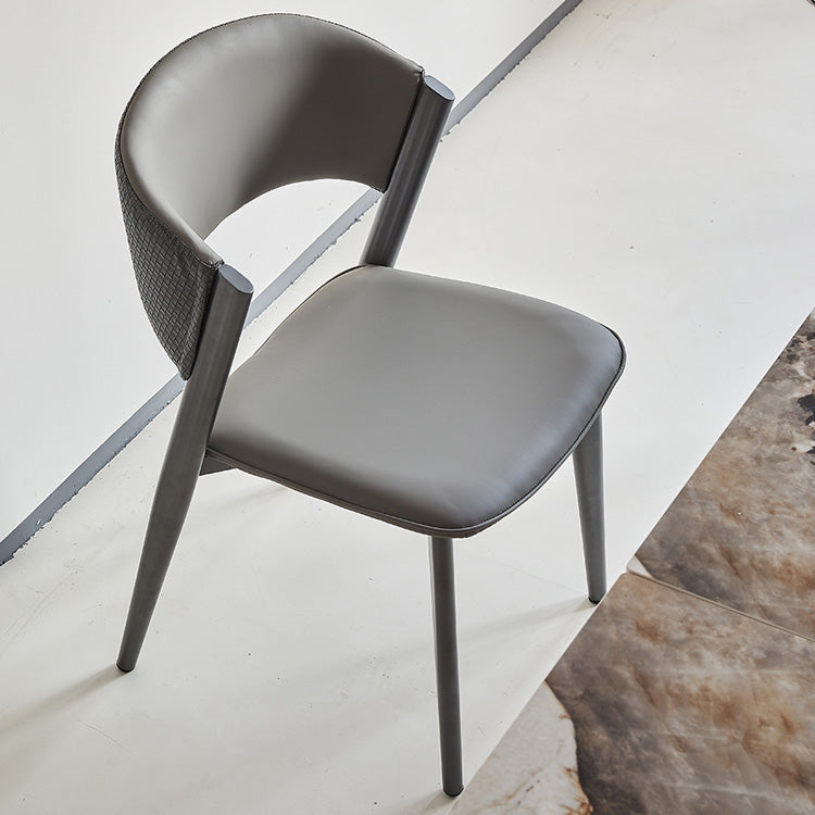 Industrial Armless Kitchen Dining Side Chair Faux Leather Side Chair