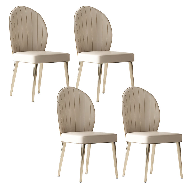 Glam Faux Leather Side Chair Indoor Upholstered Armless Dining Chair