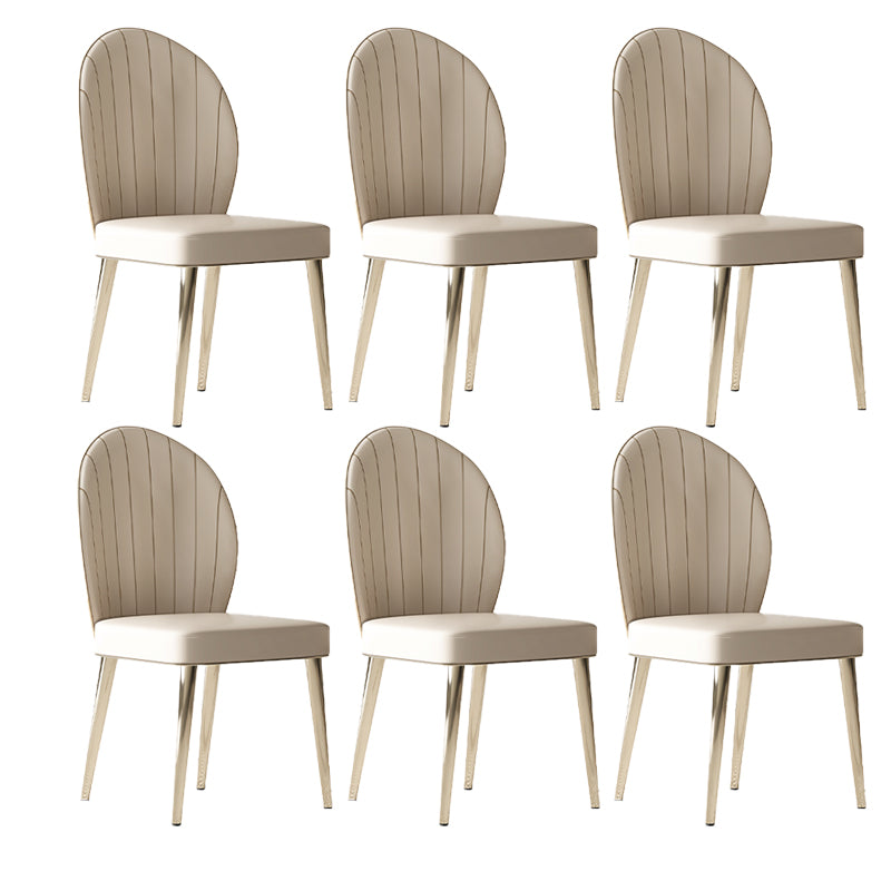 Glam Faux Leather Side Chair Indoor Upholstered Armless Dining Chair