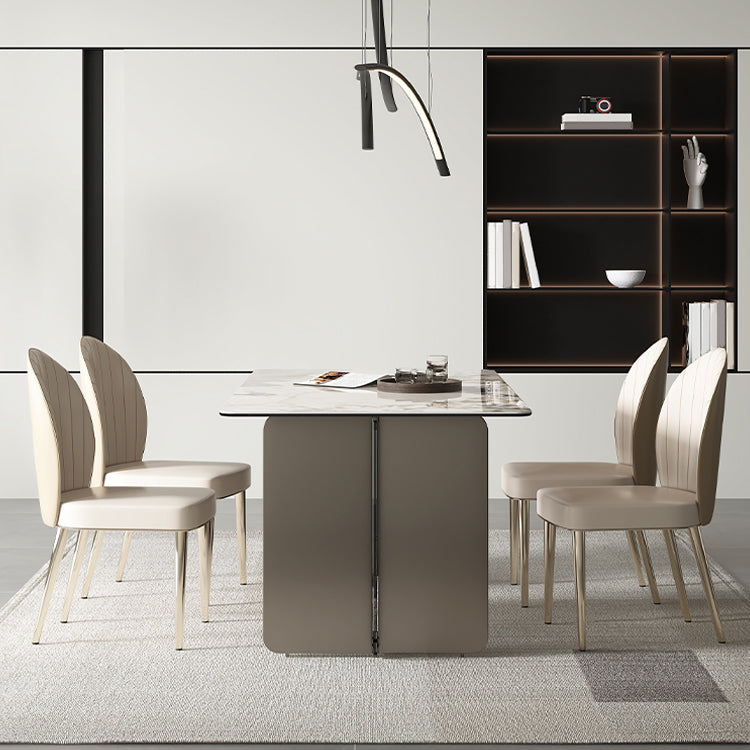 Glam Faux Leather Side Chair Indoor Upholstered Armless Dining Chair