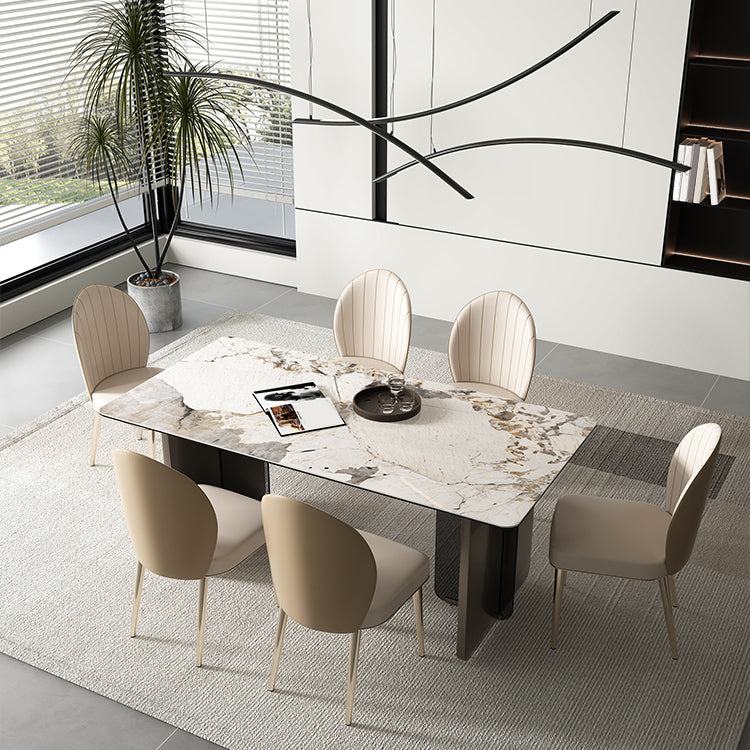 Glam Faux Leather Side Chair Indoor Upholstered Armless Dining Chair