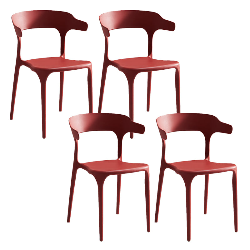 Home Stacking Dining Chair Armless Open Back Plastic Side Chair