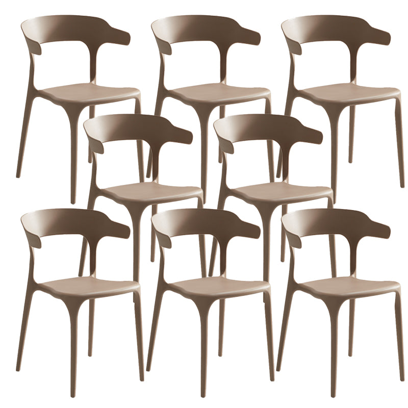 Home Stacking Dining Chair Armless Open Back Plastic Side Chair