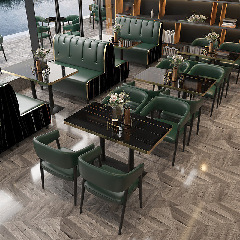 Contemporary Kitchen Dining Side Chair Faux Leather Open Back Dining Side Chair