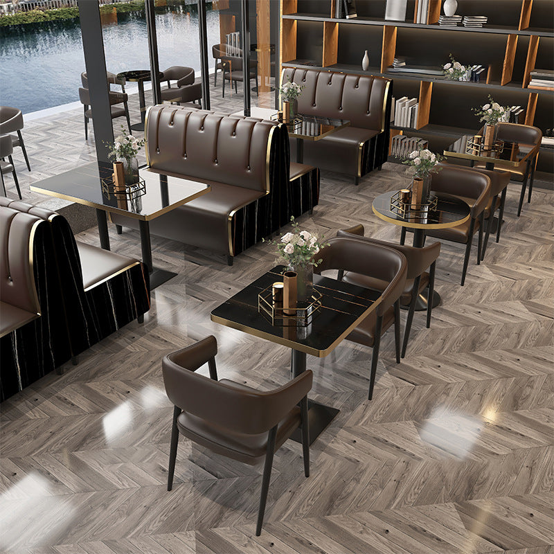 Contemporary Kitchen Dining Side Chair Faux Leather Open Back Dining Side Chair