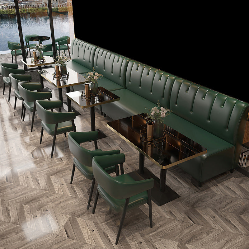 Contemporary Kitchen Dining Side Chair Faux Leather Open Back Dining Side Chair