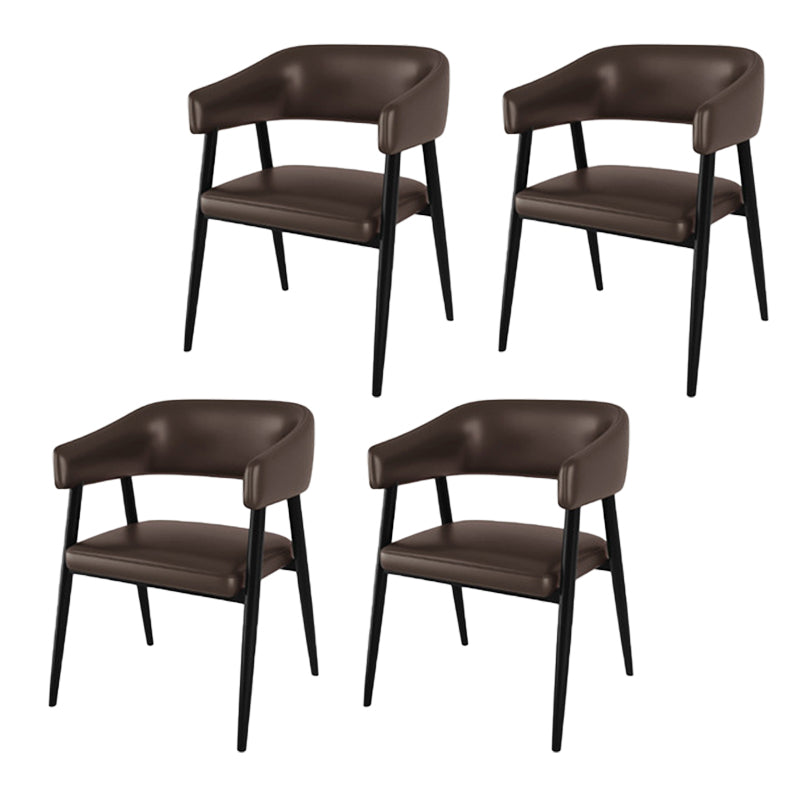 Contemporary Kitchen Dining Side Chair Faux Leather Open Back Dining Side Chair