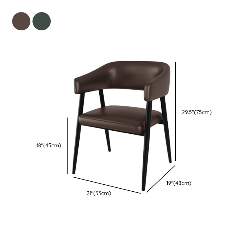 Contemporary Kitchen Dining Side Chair Faux Leather Open Back Dining Side Chair