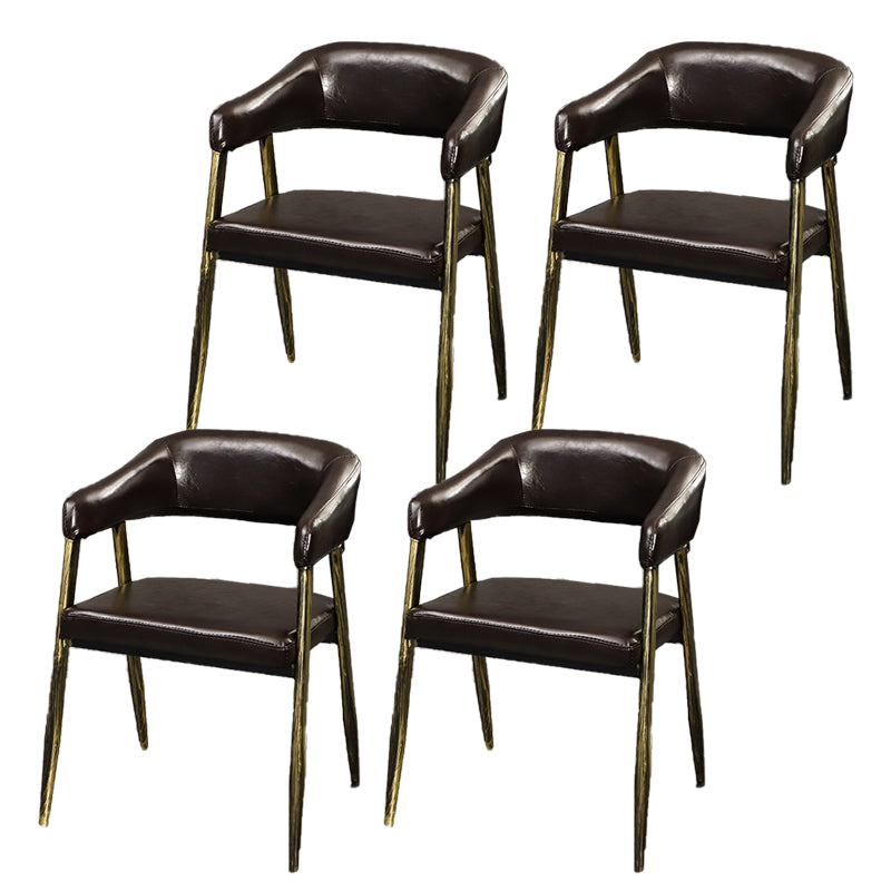 Faux Leather Kitchen Dining Side Chair Glam Open Back Dining Side Chair