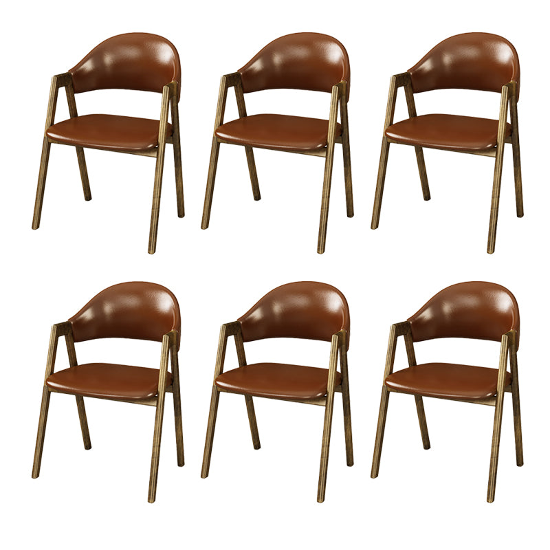 Glam Faux Leather Kitchen Dining Side Chairs Open Back Dining Side Chair