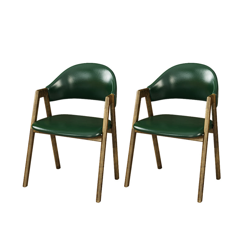 Glam Faux Leather Kitchen Dining Side Chairs Open Back Dining Side Chair