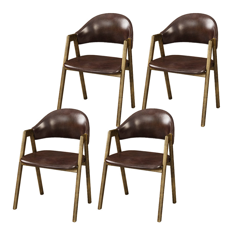 Glam Faux Leather Kitchen Dining Side Chairs Open Back Dining Side Chair