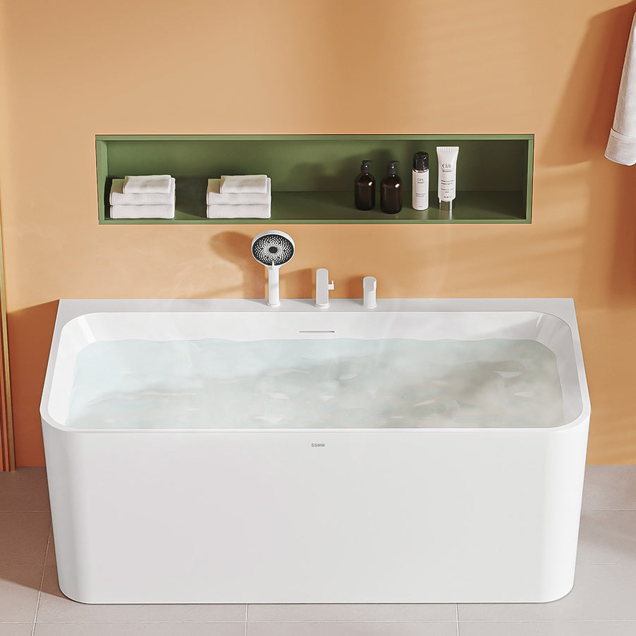 Freestanding Soaking Acrylic Bathtub Modern Rectangle Bathtub in White