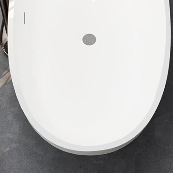 Modern Stone Ellipse Bathtub Freestand Soaking Bathtub with Drain Bath Tub