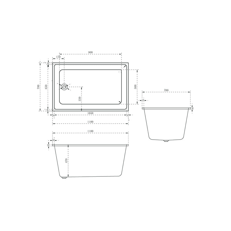 Contemporary Drop-in Soaking Bathtub Rectangle Acrylic Bathtub in White