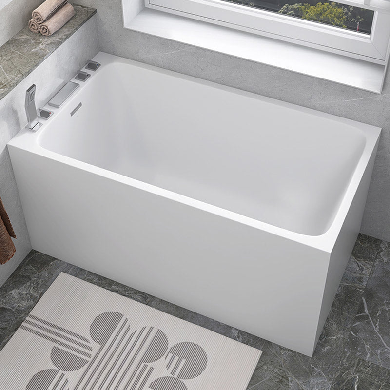 Modern White Acrylic Rectangle Bathtub Back to Wall with Drain Bath Tub