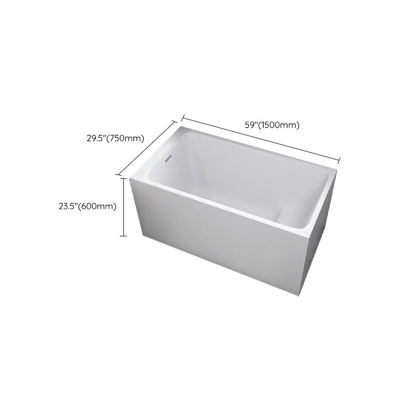 Modern White Acrylic Rectangle Bathtub Back to Wall with Drain Bath Tub
