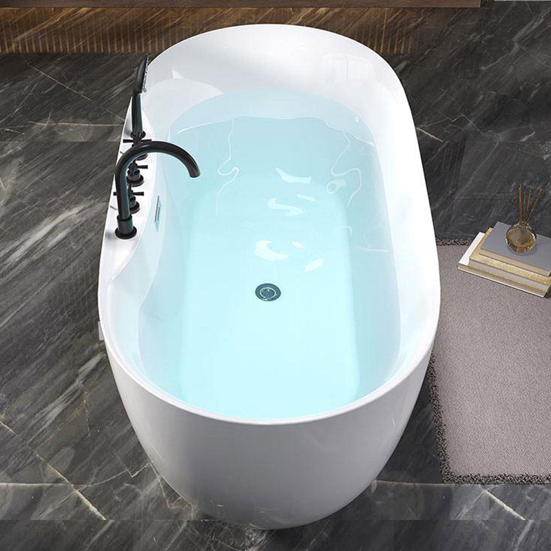 Modern White Acrylic Bathtub Freestand Soaking Bathtub with Drain Bath Tub