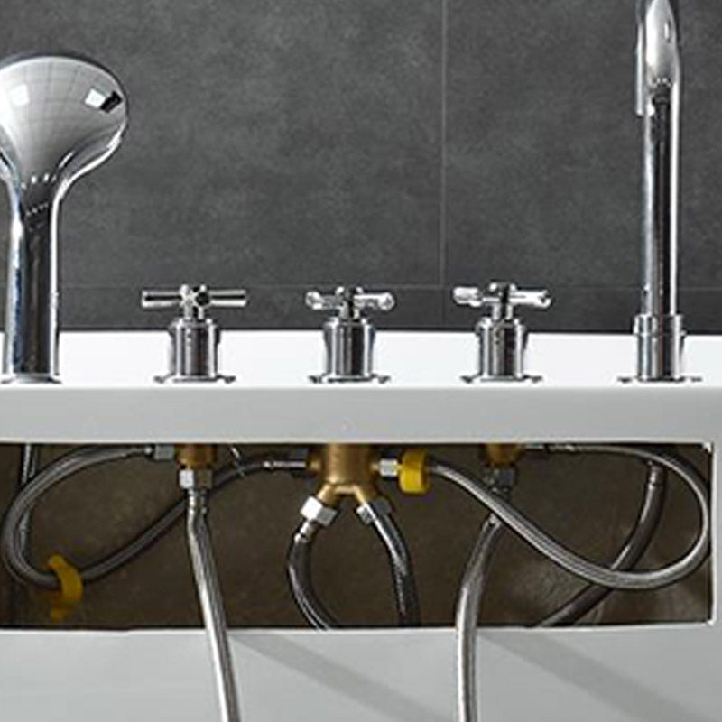 Modern White Acrylic Bathtub Freestand Soaking Bathtub with Drain Bath Tub