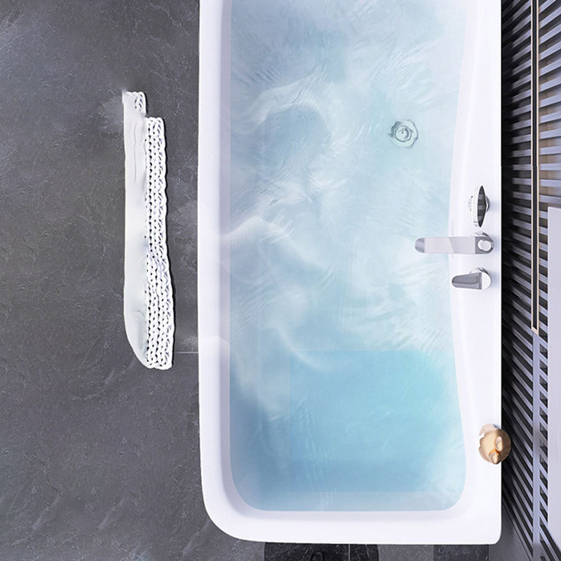 Modern Acrylic Rectangle Bathtub Soaking Back to Wall Bathtub with Drain and Overflow Trim