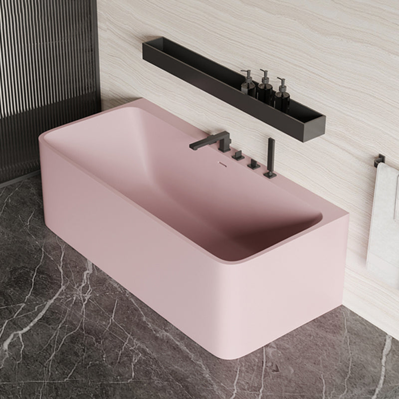 Modern Stone Soaking Bathtub Rectangle Back to Wall Bathtub With Faucet