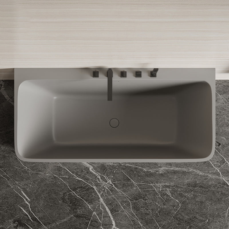 Modern Stone Soaking Bathtub Rectangle Back to Wall Bathtub With Faucet