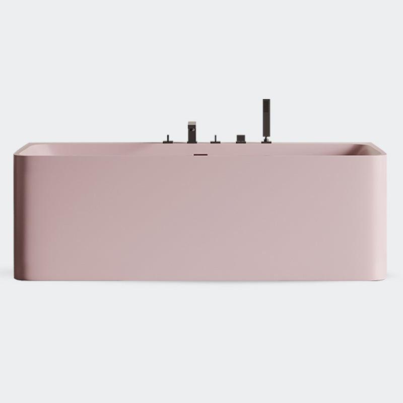 Modern Stone Soaking Bathtub Rectangle Back to Wall Bathtub With Faucet