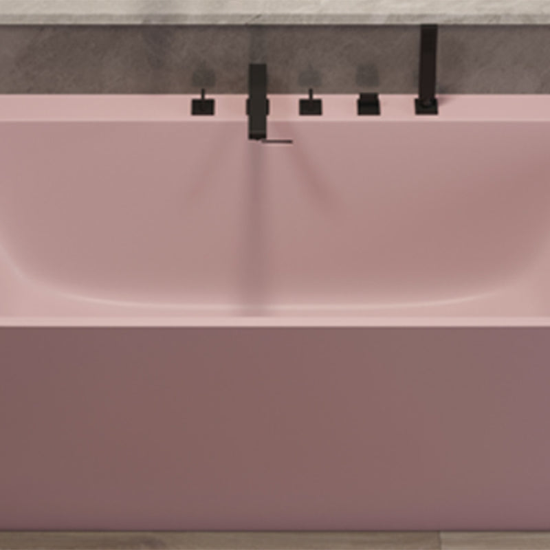 Modern Stone Soaking Bathtub Rectangle Back to Wall Bathtub With Faucet
