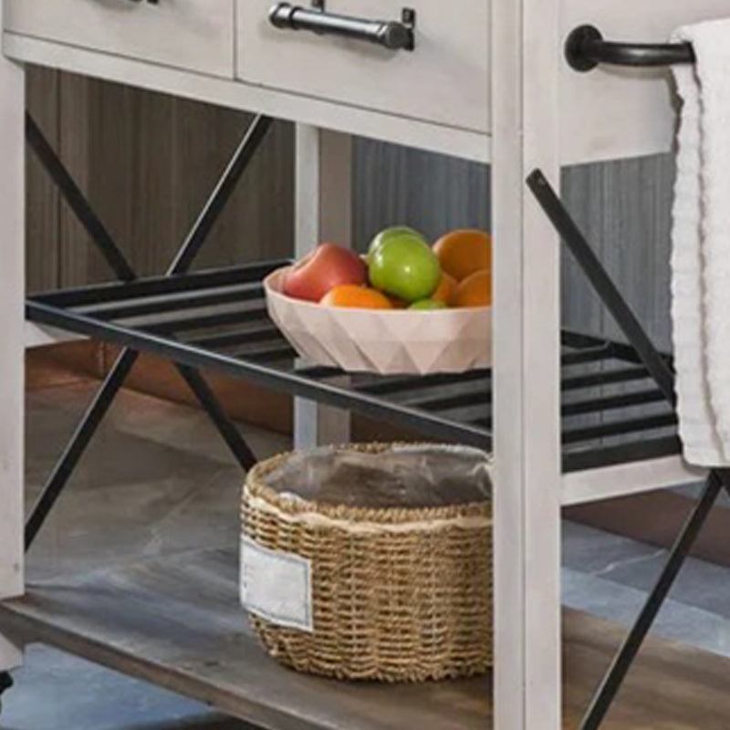 Home Dining Kitchen Trolley Modern Solid Wood Kitchen Island