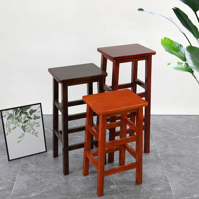 Solid Wood Bar Stool Counter Armless Backless Stool for Living Room