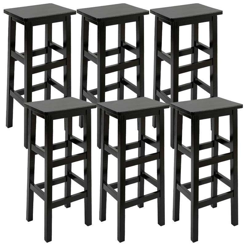 Solid Wood Bar Stool Counter Armless Backless Stool for Living Room