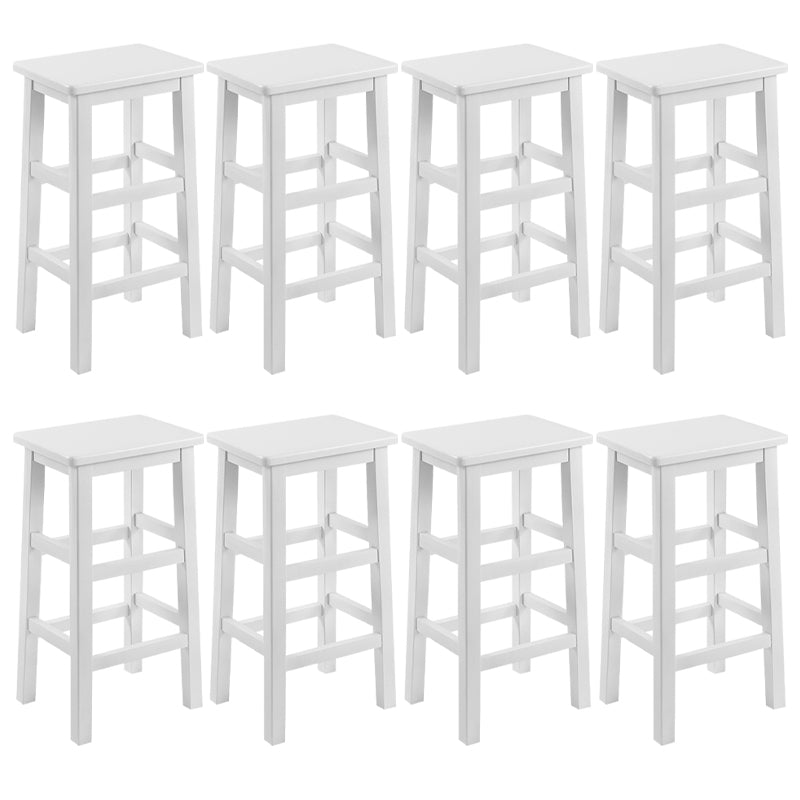 Solid Wood Bar Stool Counter Armless Backless Stool for Living Room