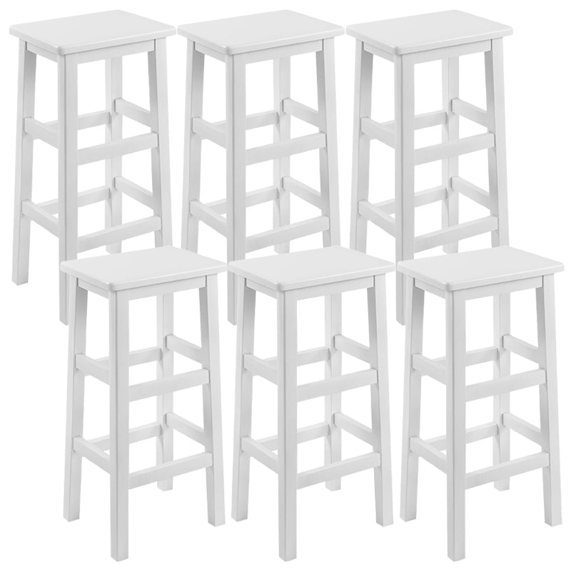 Solid Wood Bar Stool Counter Armless Backless Stool for Living Room