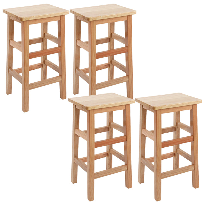Solid Wood Bar Stool Counter Armless Backless Stool for Living Room
