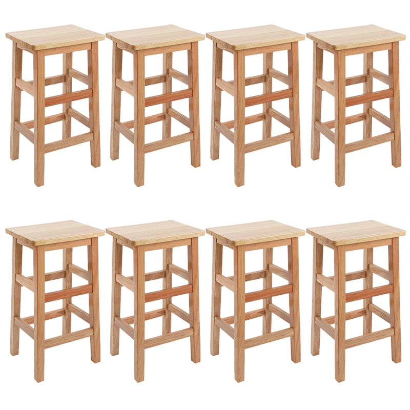 Solid Wood Bar Stool Counter Armless Backless Stool for Living Room