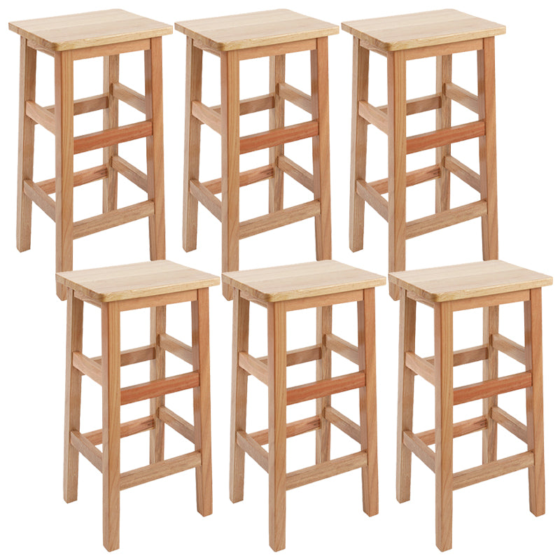 Solid Wood Bar Stool Counter Armless Backless Stool for Living Room