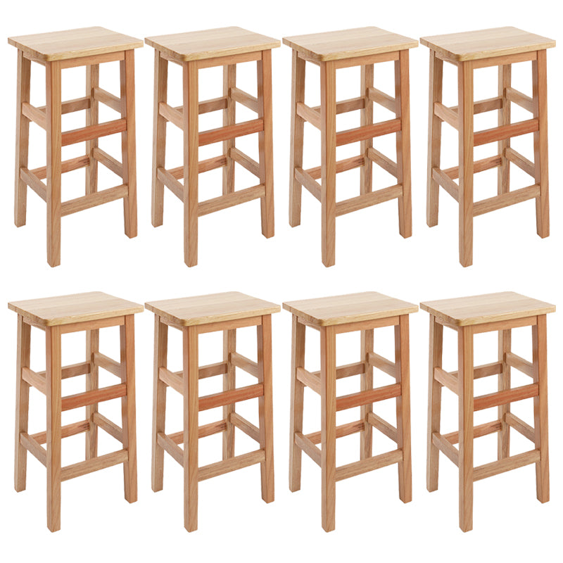 Solid Wood Bar Stool Counter Armless Backless Stool for Living Room