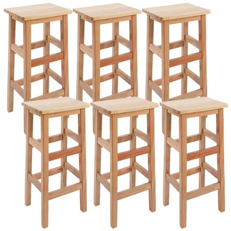 Solid Wood Bar Stool Counter Armless Backless Stool for Living Room