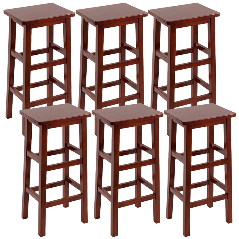 Solid Wood Bar Stool Counter Armless Backless Stool for Living Room