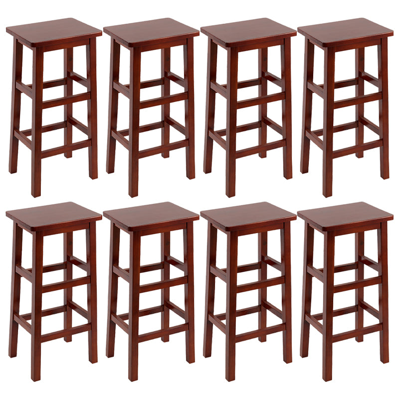 Solid Wood Bar Stool Counter Armless Backless Stool for Living Room
