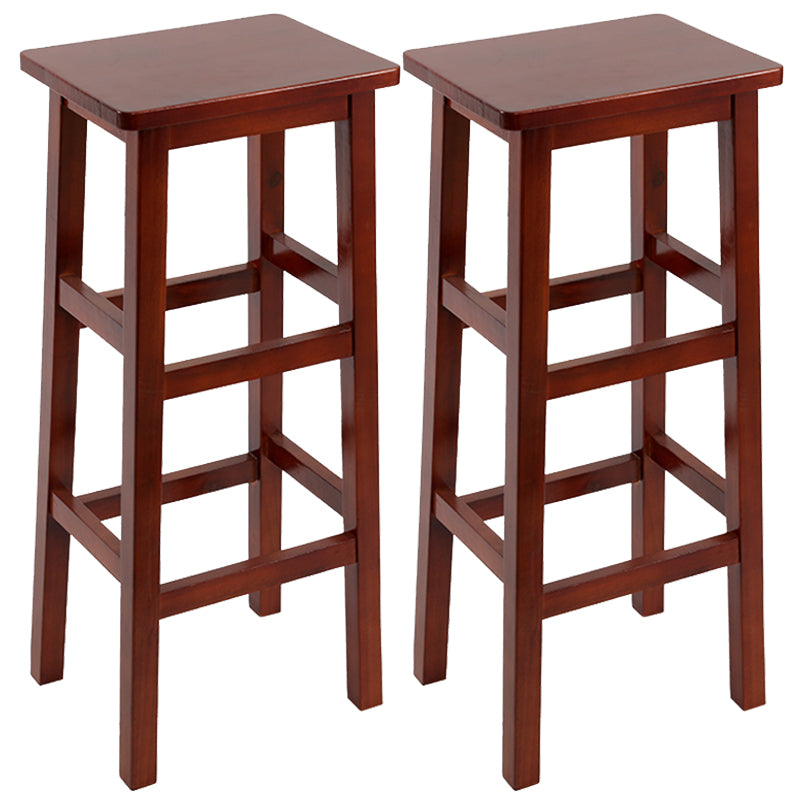 Solid Wood Bar Stool Counter Armless Backless Stool for Living Room