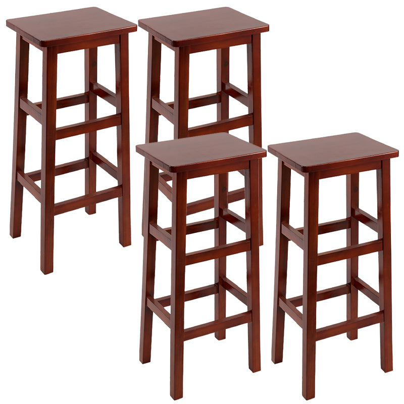 Solid Wood Bar Stool Counter Armless Backless Stool for Living Room