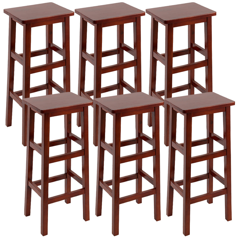 Solid Wood Bar Stool Counter Armless Backless Stool for Living Room