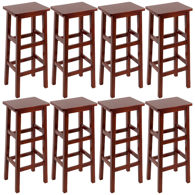 Solid Wood Bar Stool Counter Armless Backless Stool for Living Room