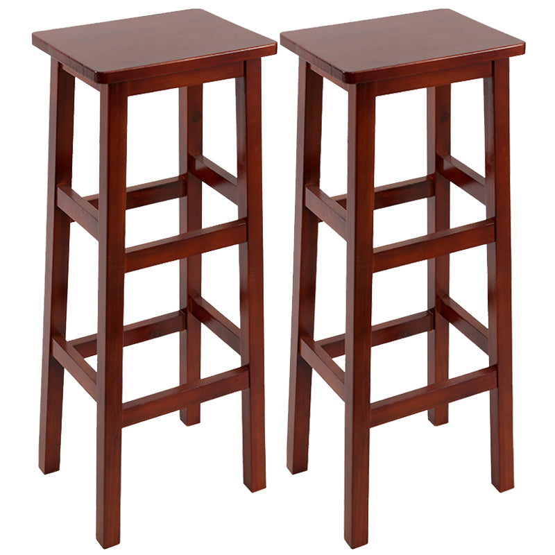 Solid Wood Bar Stool Counter Armless Backless Stool for Living Room