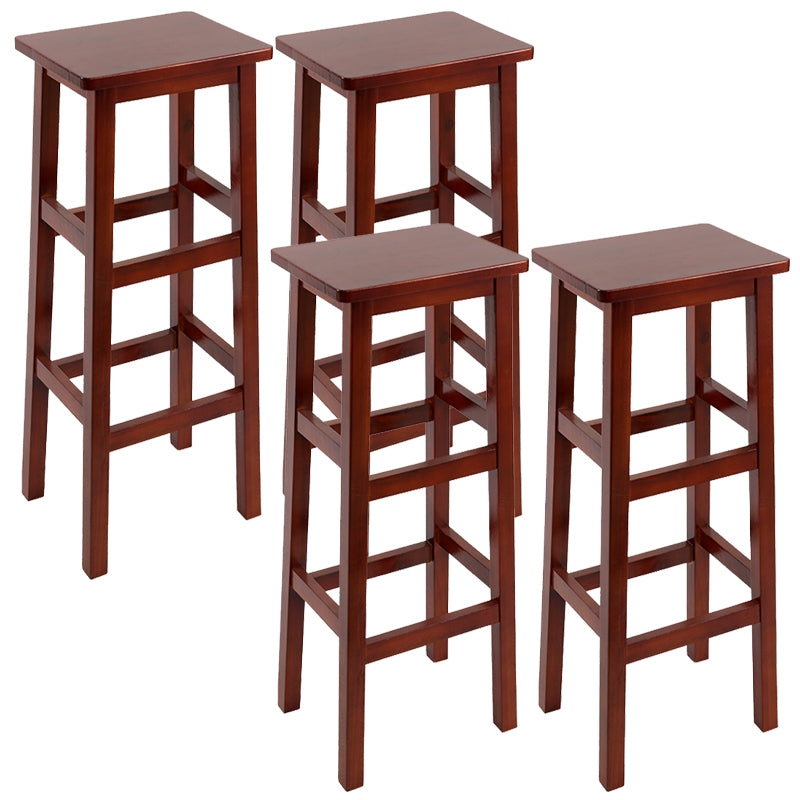 Solid Wood Bar Stool Counter Armless Backless Stool for Living Room