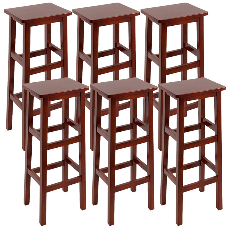 Solid Wood Bar Stool Counter Armless Backless Stool for Living Room